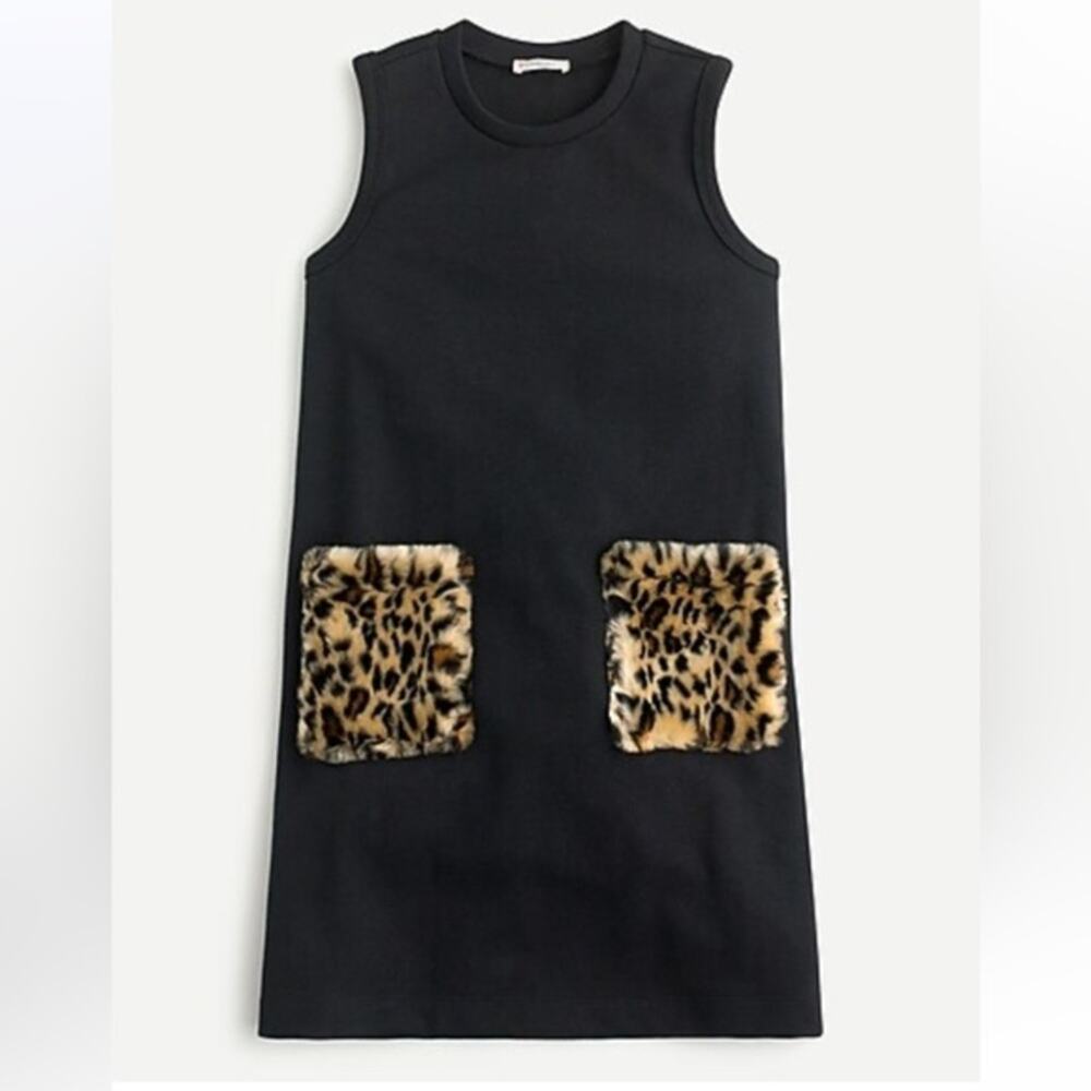 J. Crew Black Dress with Leopard Print Pockets